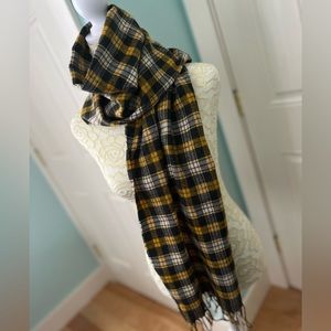 Super soft yellow plaid wool scarf